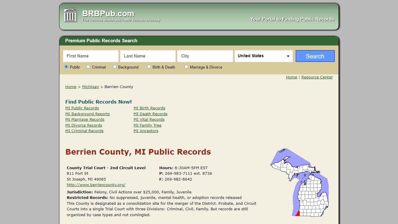 Berrien County Public Records | Search Michigan Government ...